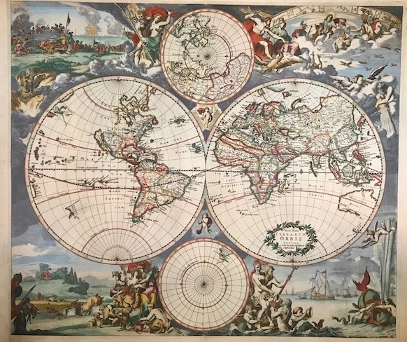 Danckerts Justus (1635-1701) Nova totius Terrarum Orbis tabula 1680 Amsterdam 